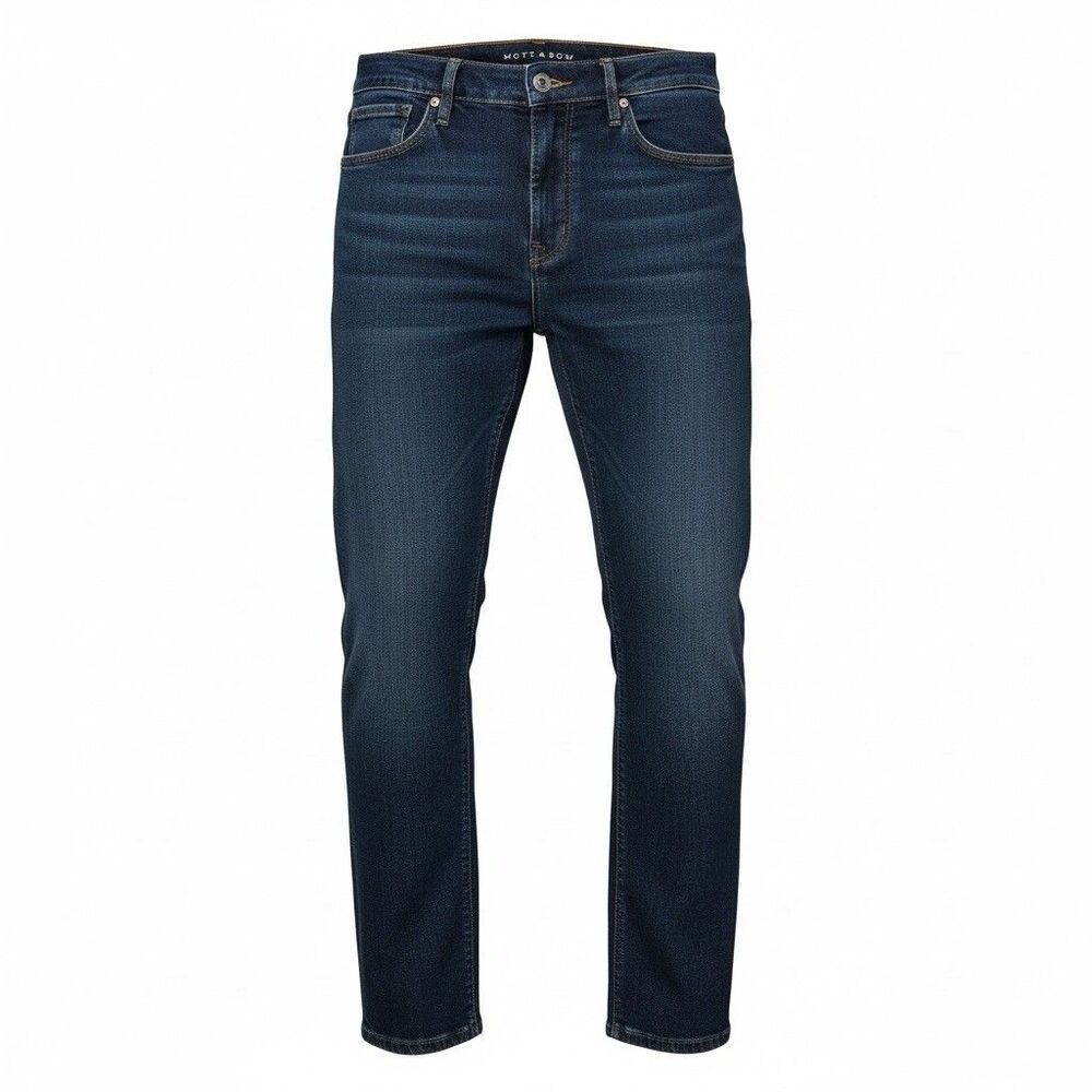 Mott & Bow Slim Fit Jeans Stretch Denim Mens Dark Blue Cotton Pants - Picture 2 of 6